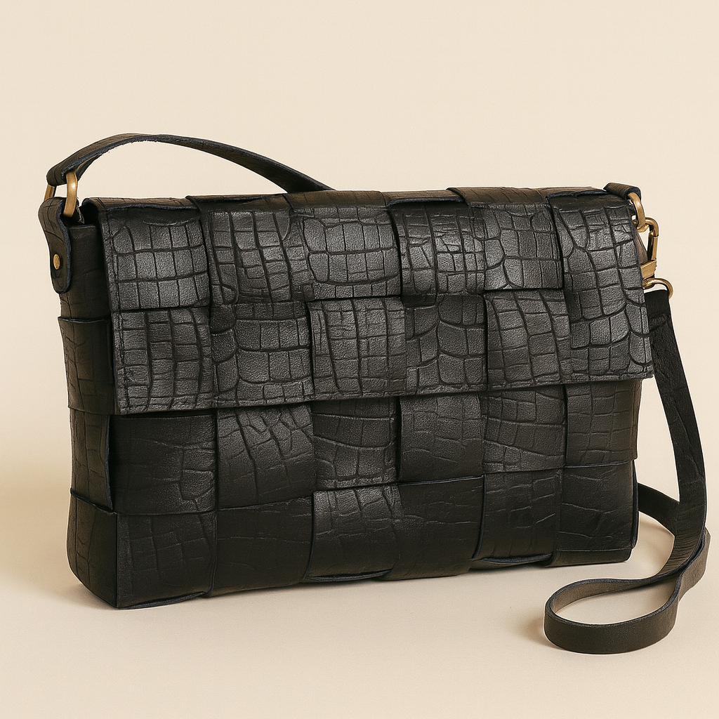 Cartera tejida - Negro croco
