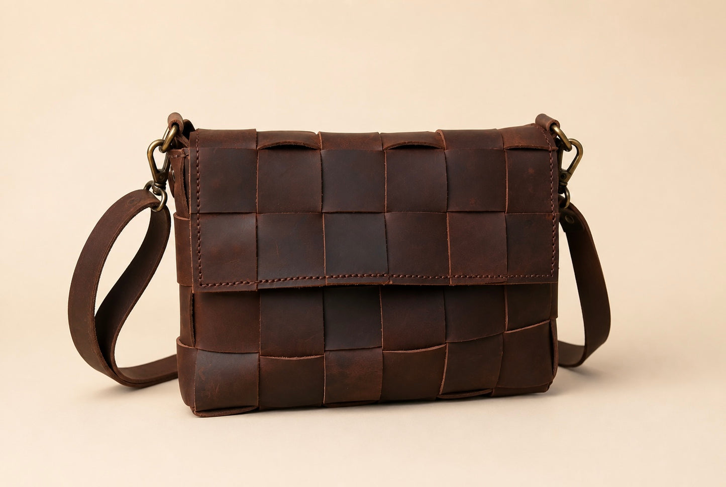 Cartera tejida - Marrón Crazy