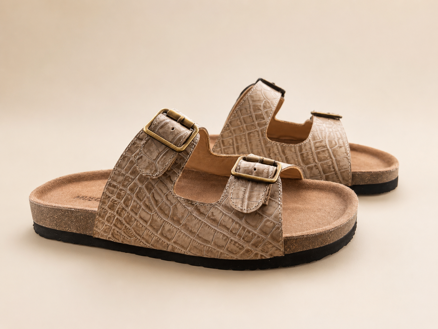 Sandalia Europea - beige croco