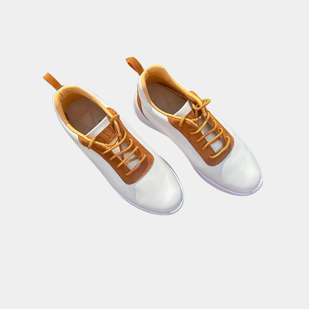 Zapatilla Vintage blanco/ camel