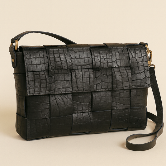 Cartera tejida - Negro croco