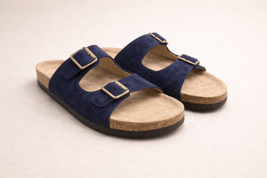Sandalia Europea - azul gamuzon